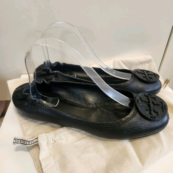 Tory Burch “Reva” Black Pebbled Leather Ballet Flats Sz. 8 Ret. $248 - Picture 7 of 10